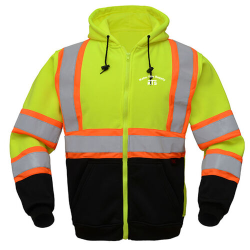 GSS Safety Class 3 Two Tone Reflective Tape Full Zip Hooded Sweatshirt with Black Bottom Thumbnail